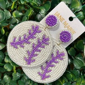 Jane Marie Beaded Earrings with Purple Accents